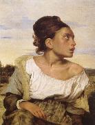 Eugene Delacroix Foraldralos girl pa kyrkogarden oil painting